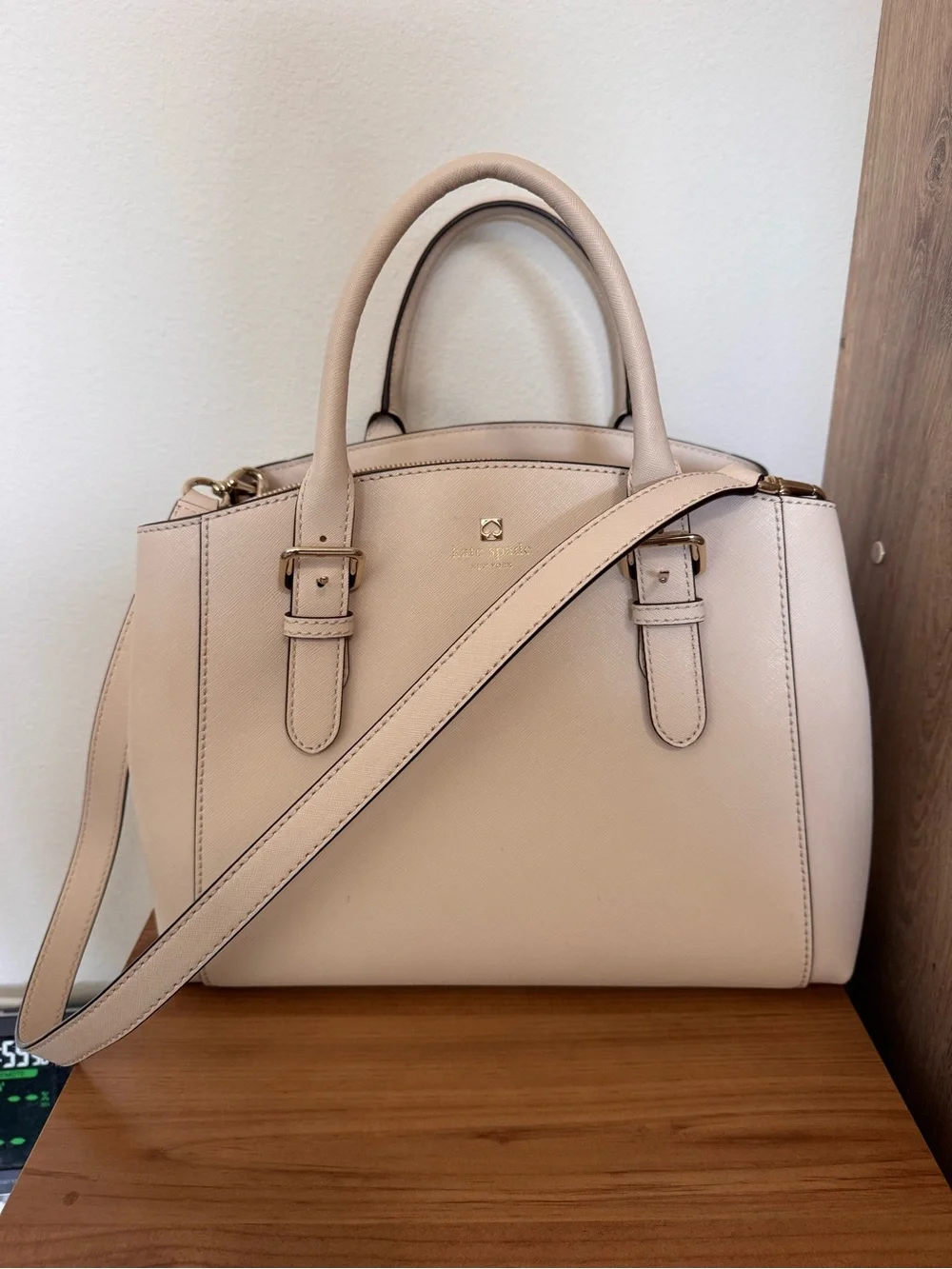Kate Spade Blush Cream Leather Satchel with Gold Hardware